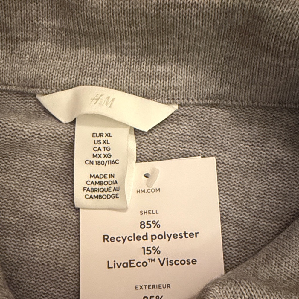 H&M Light Gray Melange Cardigan with Collar/NWT/XL - Picture 7 of 12